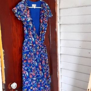 Moulinette Soeurs sz 4 pit 16 inches silk flutter sleeve wrap floral dress